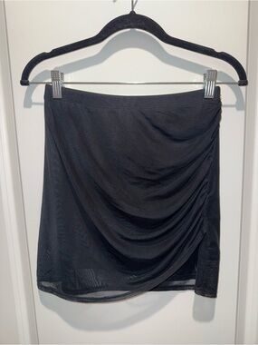 Socialite Black Ruched Wrap-Front Pencil Skirt